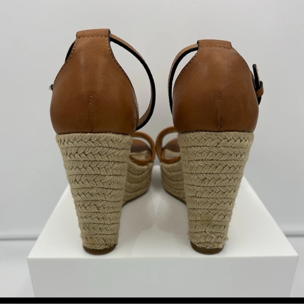 Coach Glinda Espadrille Platform Sandal -Size 7B, Brown Buckle Wedge - Picture 11 of 14